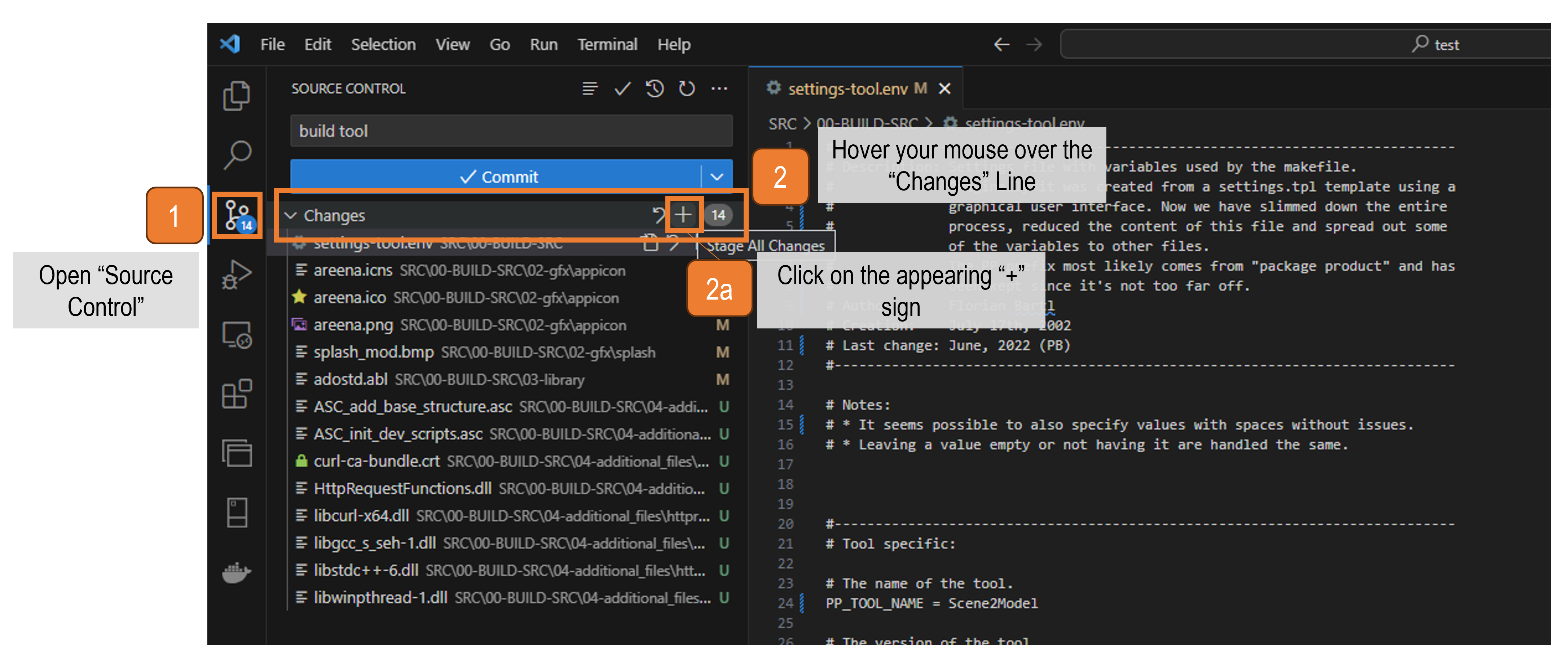 Graphic for visualising adding all the changed files for the git commit and push