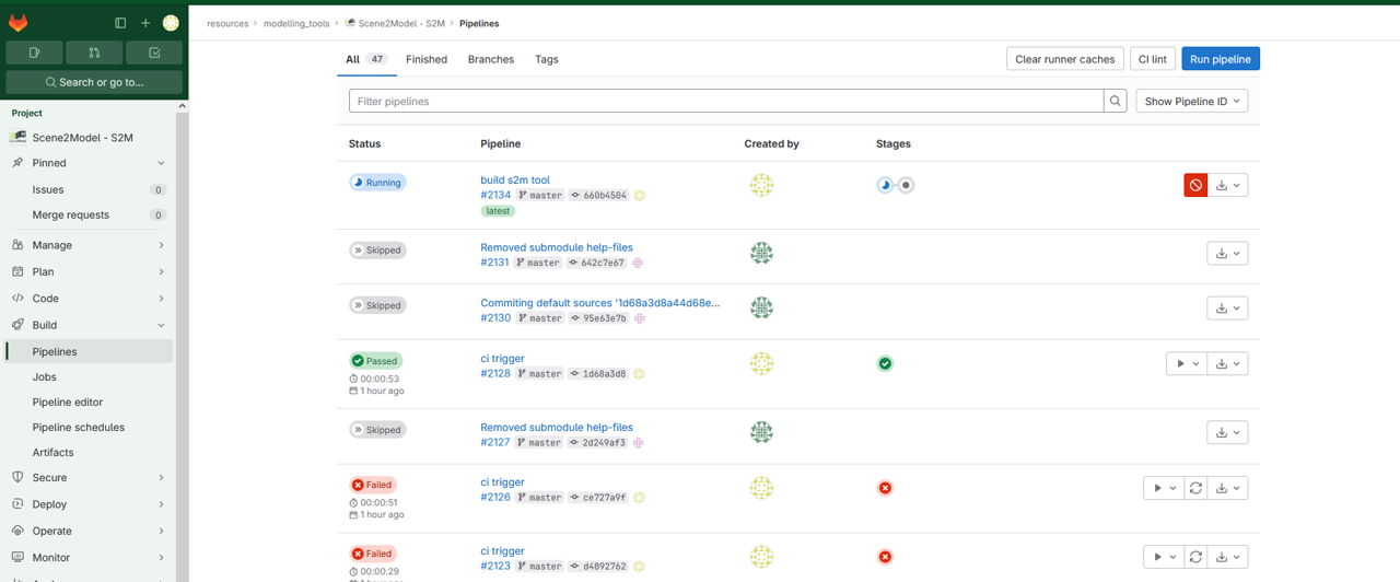 Picture of the interface for checking the progress of the modelling tool packaging