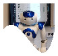 Part of an image of a blue NAO robot