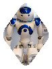 Part of an image of a blue NAO robot