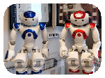 Two NAO robots next to each other