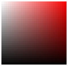 30 by 30 small squares with various saturation and value levels for the color red