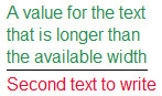 A green text and then a red text underneath it separated by a black line