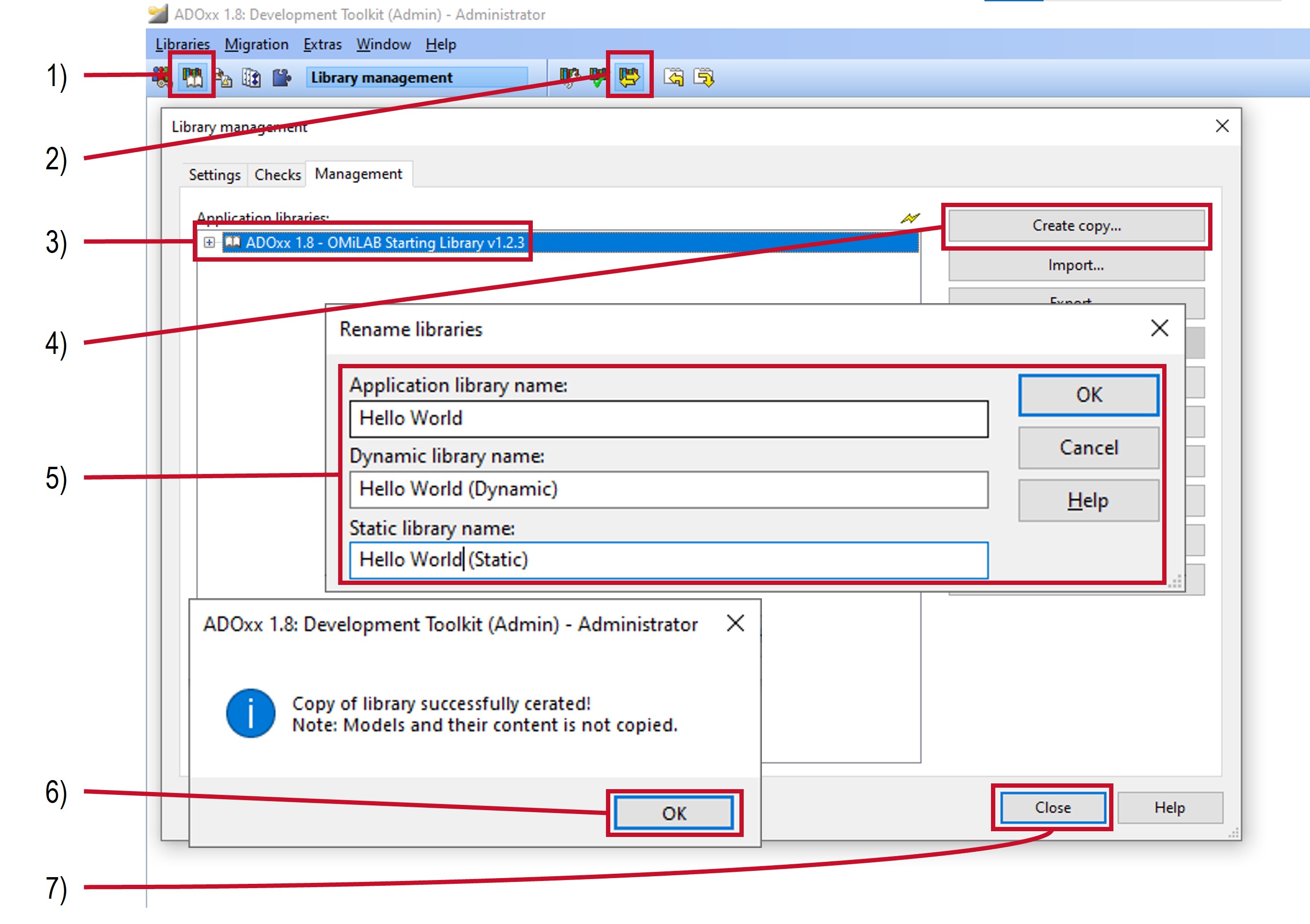 How to create an Application Library copy in the Development Toolkit