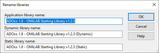 Pop-up dialog for renaming libraries