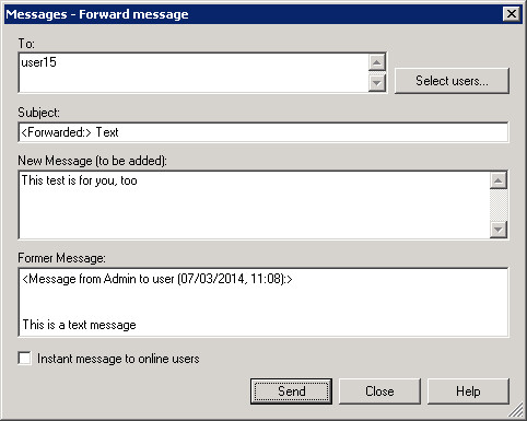 Forward message window