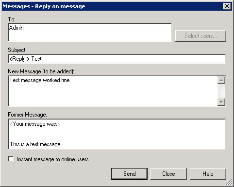 Reply on message window