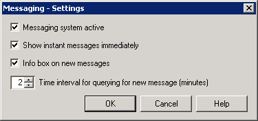 Messages settings window