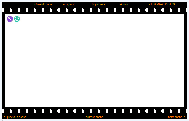 Drawing area from the Scene2Model tool which has a kind of film reel graphical representation for the model type