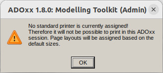 No standard printer is currently assigned! warning window