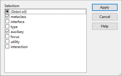 Example dialog for editing values of an enumeration list