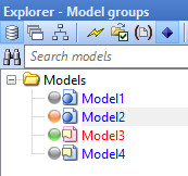 Model list with four models showing different icons based on their "State" attribute