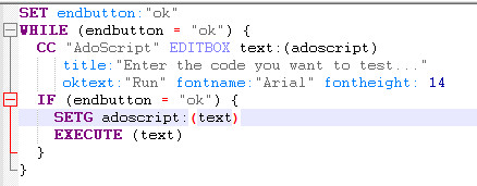 Example of AdoScript syntax highlighting in Notepad++