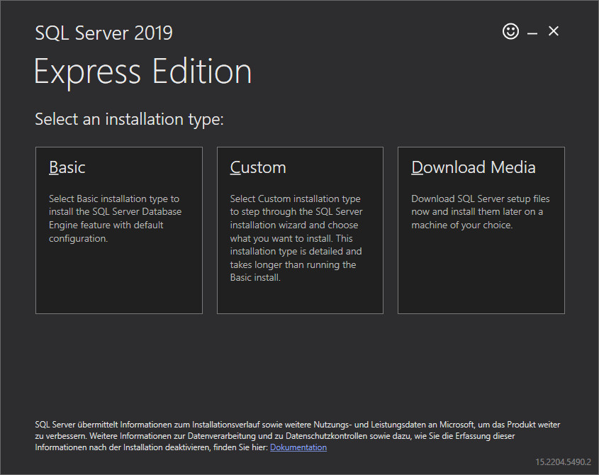 SQL Server installation type