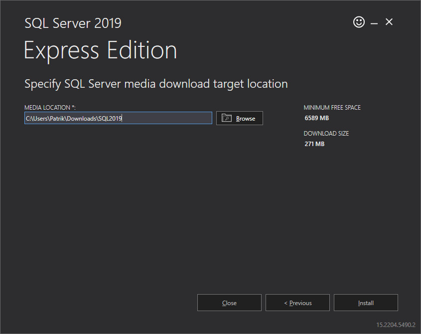 SQL Server media download target