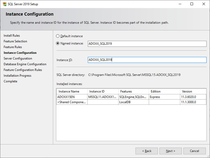 SQL Server instance configuration